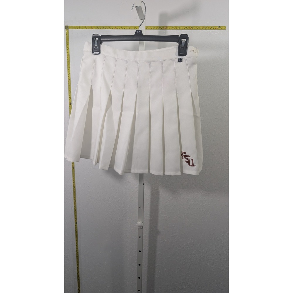 Hype FSU Florida State University White Pleated Mini Skirt Cheer Game Day Womens